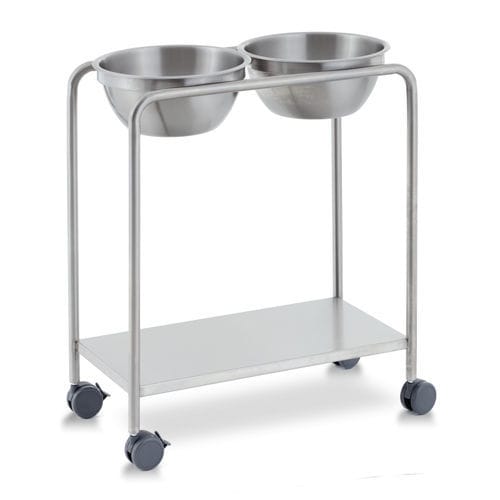 Portacuencos con dos recipientes - BS90.04 - Inspital Medical Technology - con ruedas / de acero inoxidable