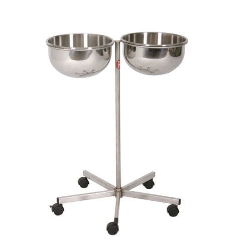 Portacuencos con dos recipientes - AD-174 - DUMAN HOSPITAL FURNITURE - con ruedas / de acero inoxidable