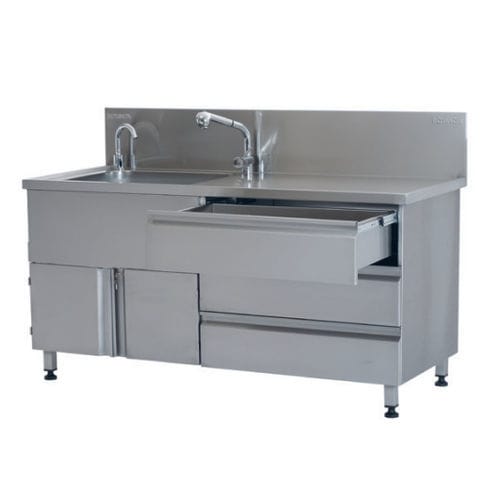 Mesa de trabajo - 242.1665  - SEBA HANDELS - rectangular / con fregadero / con cajones