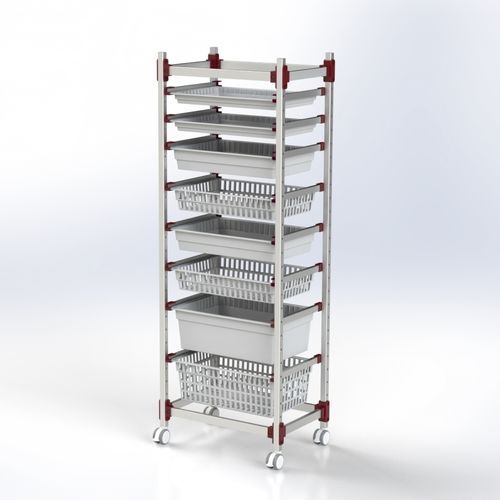 Rejilla con cestas - 101.0001 - SEBA HANDELS - móvil / de aluminio / de acero inoxidable