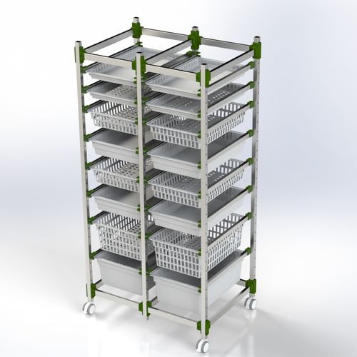 Rejilla con cestas - 101.0422 - SEBA HANDELS - modular / con ruedas / de aluminio