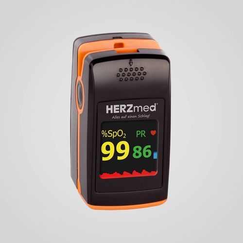 Pulsioxímetro de dedo - PC-60E - HERZmed GmbH - médico / para asistencia domiciliaria / alimentado por batería
