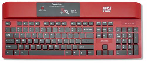 Teclado médico con teclas digitales - KSI-1700 SX HR-16 RED - Key Source International - internacional / con tecnología RFID / desinfectable