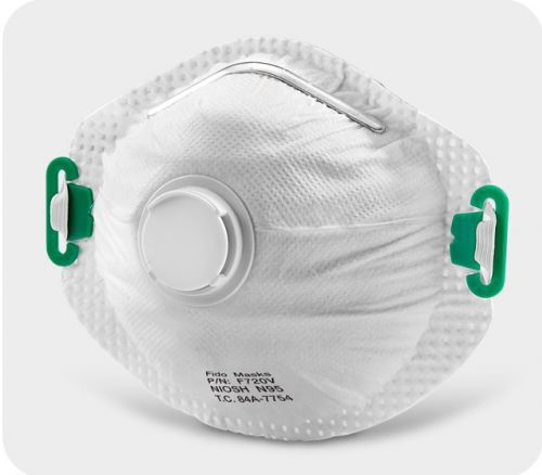 Mascarilla de protección P2 - F225V - FIDO MASKS CO., LTD. - sin látex / con válvula de espiración / tipo copa