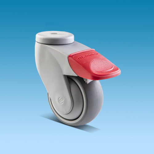 Rueda con freno - GK-J-S-75 PTE/K 80 - Manner Oy - de caucho / de polipropileno / giratoria