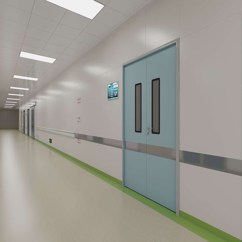 Puerta de hospital - Shenzhen Seacrown Electromechanical - abatible / de acero inoxidable / doble