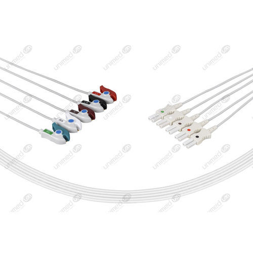 Cable de ECG médico - SLB5-90P - Unimed Medical Supplies - 5 derivaciones / reutilizable