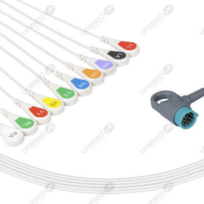 Cable de ECG médico - 21027P - Unimed Medical Supplies - 10 derivaciones / para Medtronic / reutilizable