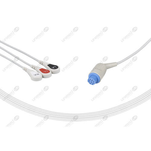 Cable de ECG médico - 2395S - Unimed Medical Supplies - 3 hilos / reutilizable