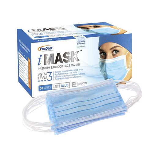 Mascarilla quirúrgica nivel 3 - iMask™ - Pac-Dent - para adulto / caja de 50 / azul