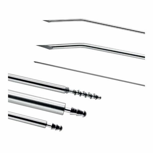 Cánula para aspiración laparoscópica - Spectra Medical Devices - curvada / de acero inoxidable