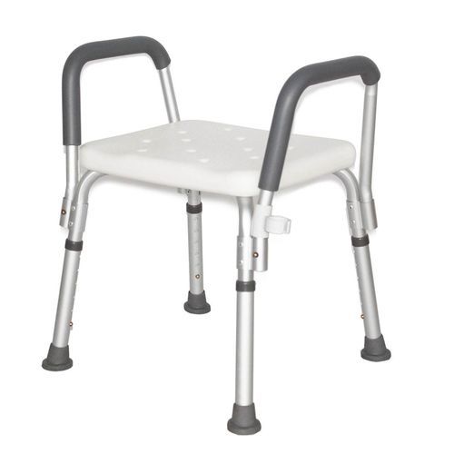 Silla de ducha con reposabrazos - Shanghai Haozheng Metal Products - de altura variable / de plástico