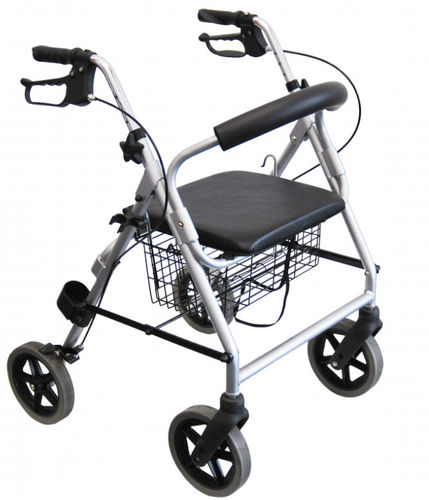 Andador con ruedas con 4 ruedas - Shanghai Haozheng Metal Products - marco de aluminio / con asiento / de altura regulable