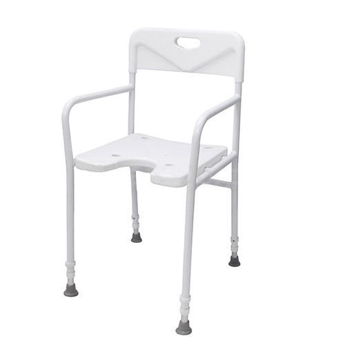 Silla de ducha con reposabrazos - Shanghai Haozheng Metal Products - con respaldo / de altura variable