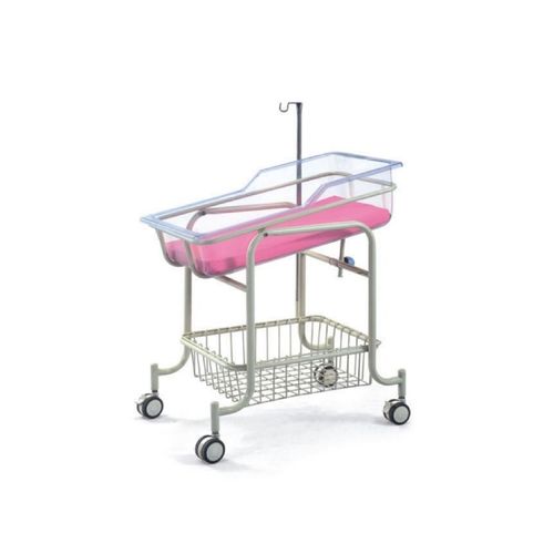 Cuna hospitalaria de altura fija - XF606 - Foshan Xufeng Medical Technology Co., Ltd. - con ruedas / con espacio de almacenamiento / de acero inoxidable