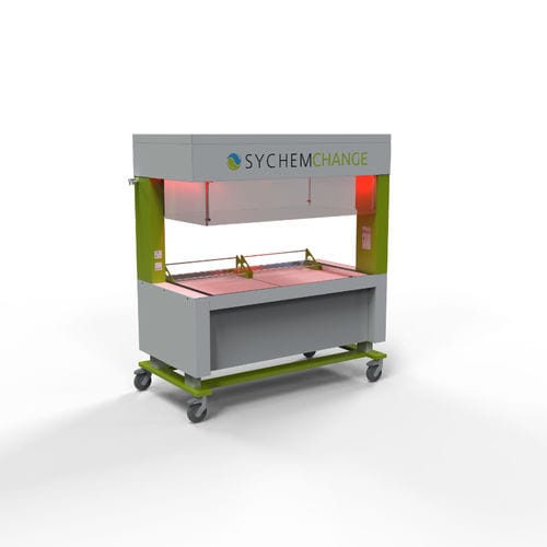 Estación de trabajo de cambio de jaulas - SychemCHANGE - Zoonlab GmbH - veterinaria / con ruedas / doble