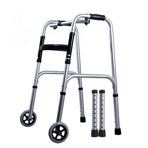 Andador con ruedas con 2 ruedas - HYZMED Medical - marco de acero / plegable / de altura regulable