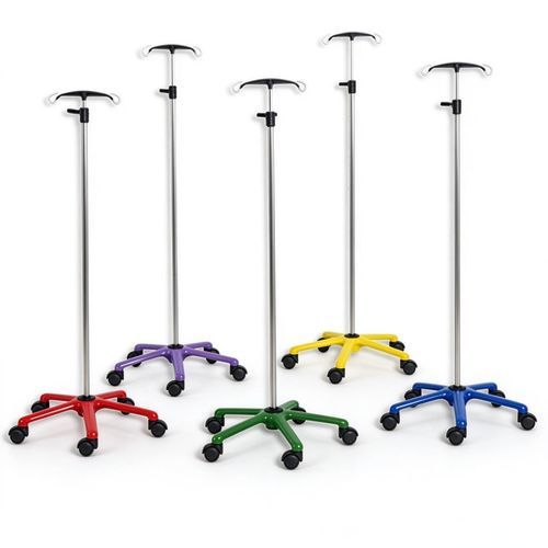 Portasueros con ruedas - 5810 - HYZMED Medical - 2 ganchos / de altura variable / de acero inoxidable