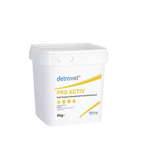 Desinfectante para suelos y superficies - Detrovet Pro Activ - Detro Healthcare - polvo / a base de ácido