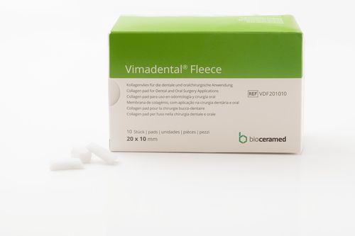 Matriz tisular cirugía dental - Vimadental® Fleece - Bioceramed - colágeno / reabsorbible / hemostática
