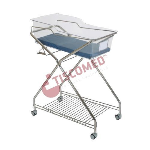 Cuna hospitalaria con ruedas - TCBA 1040 - Tiscomed - de acero inoxidable / transparente