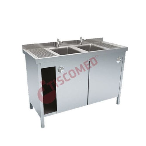 Fregadero médico - TINI 4010 - Tiscomed - de laboratorio / 2 estaciones / de acero inoxidable