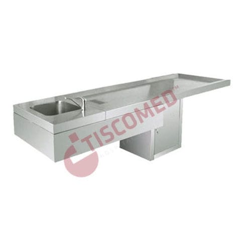 Mesa de autopsia - TOMU 6100 - Tiscomed - rectangular / fija / con fregadero