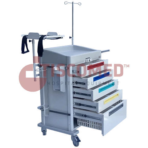 Carro de emergencia - TCEC 1400 - Tiscomed - médico / de hospital / para desfibrilador