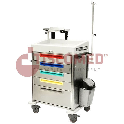 Carro de emergencia - TCEC 1410 - Tiscomed - médico / de hospital / para desfibrilador