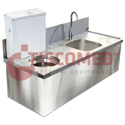 Fregadero médico - TINI 4091 - Tiscomed - 2 estaciones / con escurridor / de altura fija