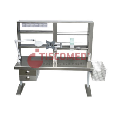 Mesa de trabajo - TTVS 4810 - Tiscomed - rectangular / de acero inoxidable / con cajones