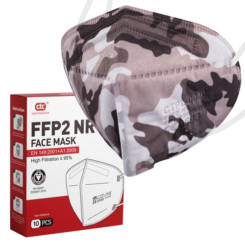 Mascarilla de protección FFP2 - Camouflage - Connexions Technology - de tejido no tejido