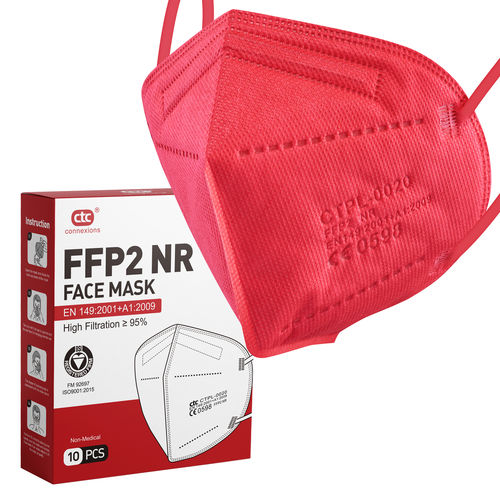 Mascarilla de protección FFP2 - Connexions Technology - roja / de tejido no tejido / transpirable