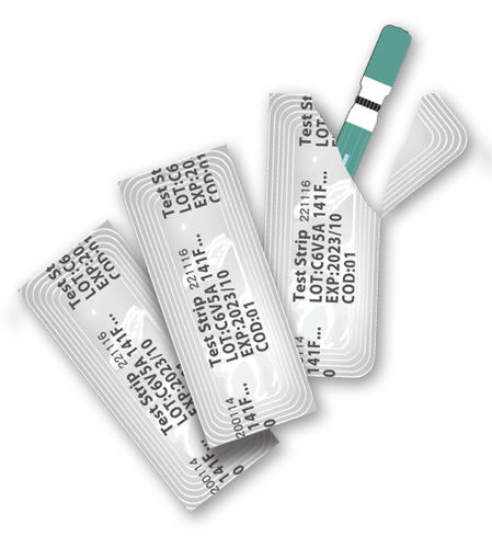 Tira de prueba de diabetes - Foil Packet - HMD Biomedical - de absorción de glucosa / de glucosa / de sangre