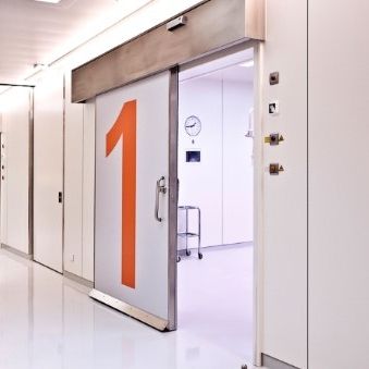 Puerta antiincendios - CLEAN K1-A T30 RS - KOS Spezialtüren GmbH - de hospital / corredera / de aluminio