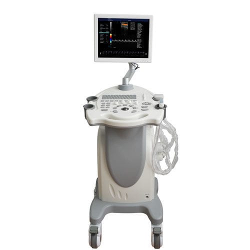 Ecógrafo con soporte - MDK-9800 - Mianyang United Ultrasound Electronics - para ecografía ginecológica y obstétrica / blanco y negro / doppler-color