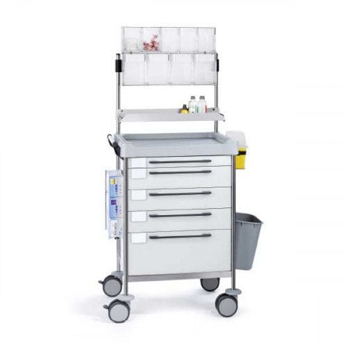 Carro médico - INSAUSTI - Mdose - para aparato / de acero inoxidable / 5 cajones