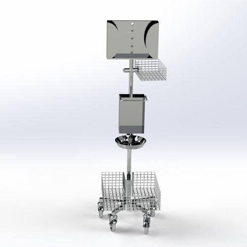 Estación móvil de higiene con ruedas - NSS 7100 - Nuprom - con soporte para gel hidroalcohólico / con caja de guantes / con canasta