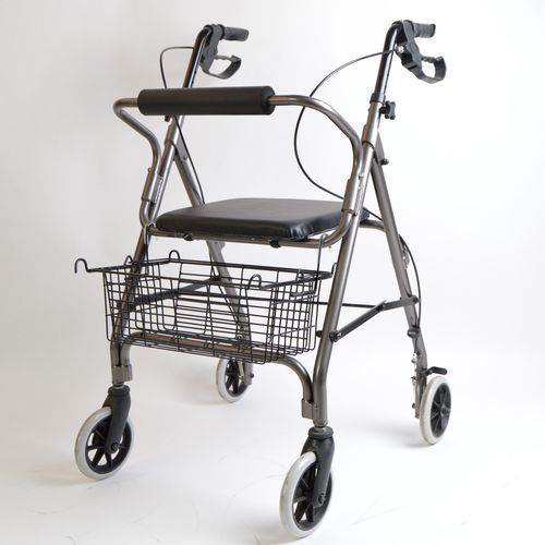Andador con 4 ruedas - YK7010 - Intco Machinery - para mayores / con asiento / con canasta