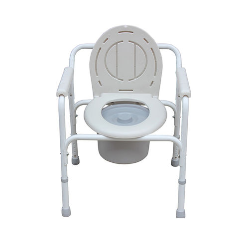 Silla de ducha con reposabrazos - KR810 - Zhenjiang Kangrui Rehabilitation Equipment Co., Ltd. - con apertura higiénica / con cubo / con respaldo