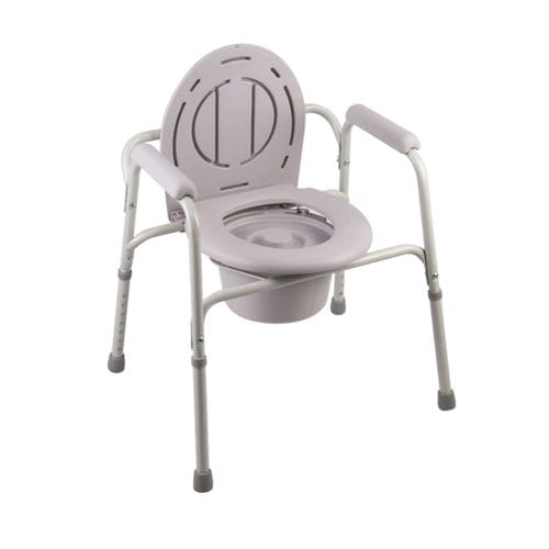 Silla de ducha con reposabrazos - KR8101 - Zhenjiang Kangrui Rehabilitation Equipment Co., Ltd. - con apertura higiénica / con cubo / con respaldo