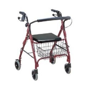 Andador con ruedas con 4 ruedas - KR966LH-6 - Zhenjiang Kangrui Rehabilitation Equipment Co., Ltd. - marco de aluminio / con asiento / con canasta