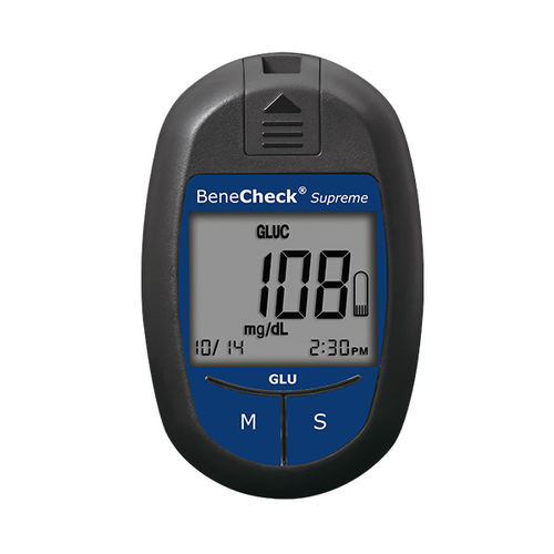 Glucómetro automático - BeneCheck Supreme - Shennona - GDH-FAD / electroquímico / con glucosa deshidrogenasa