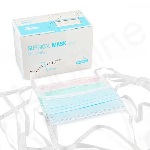 Mascarilla quirúrgica EN14683 - 15702F - Zhejiang Lanhine Medical Products - para adulto / caja de 50 / azul