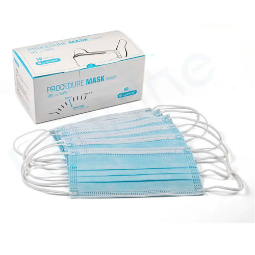 Mascarilla quirúrgica EN14683 - 15602F - Zhejiang Lanhine Medical Products - para adulto / caja de 50 / azul