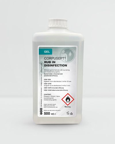 Desinfectante para la higiene de las manos - CORPUSEPT® - IVN Nettetal & Unigema - en gel / 500 mL / a base de alcohol