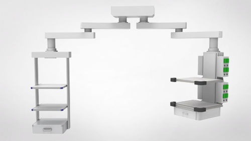Brazo doble de distribución de techo - 6040.35 - Üzümcü Hospital Equipment - para cuidados intensivos / con estantes
