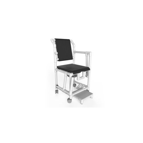 Silla de ducha con reposabrazos - SDM 001 - ENCLARA MEDICAL - con ruedas / con reposapiés / con apertura higiénica