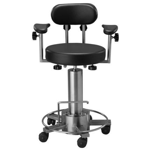 Silla de cirujano de altura variable - Levitate HD - Palakkad Surgical Industries - móvil / hidráulica / de acero inoxidable