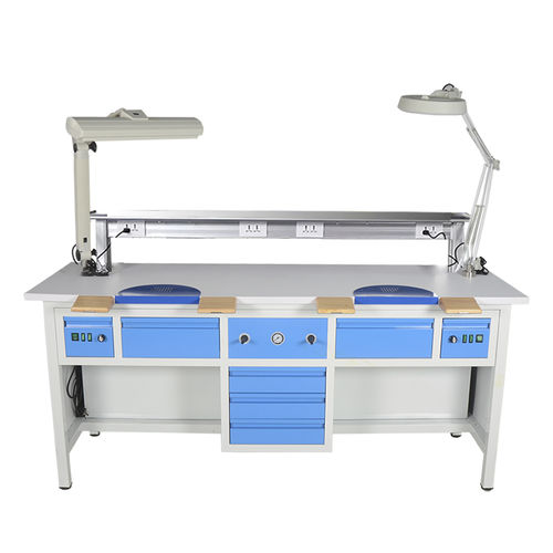 Puesto de trabajo para laboratorio dental con luz - TT-2 - Tangshan UMG Medical Instrument - doble / de acero inoxidable